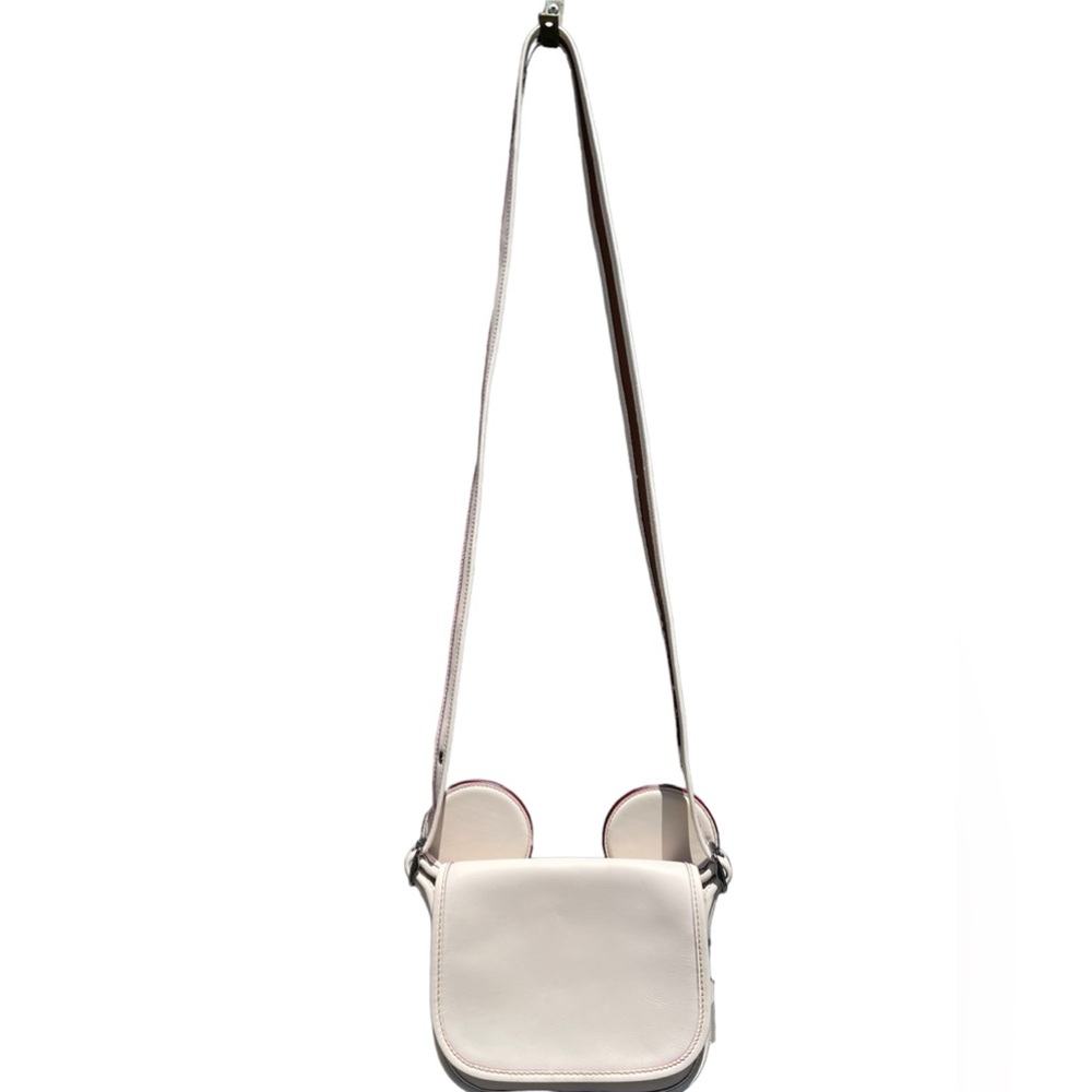 Rare! Coach Disney Patricia Mickey Mouse Ears Chalk Leather Crossbody Bag - Picture 3 of 16